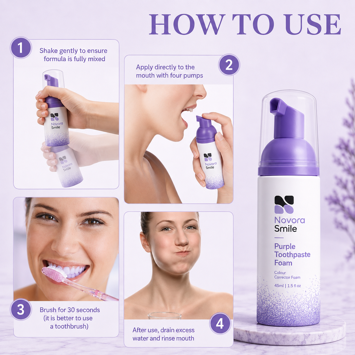 Novora Smile Whitening Toothpaste Foam
